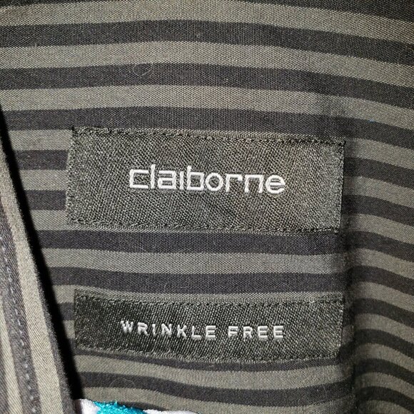 Men's Claiborne Black Striped Button Up Shirt Size L - Picture 6 of 6